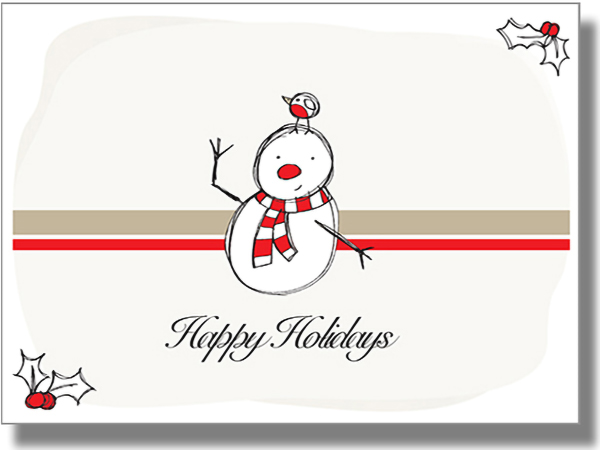 Happy Holidays Snowman and Bird Card