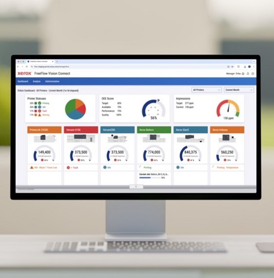 Monitor showing FreeFlow Vision Connect Software