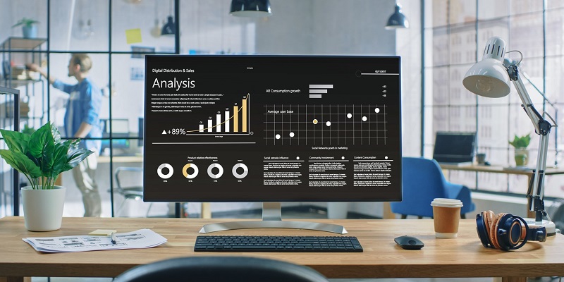 Analysis of charts on monitor