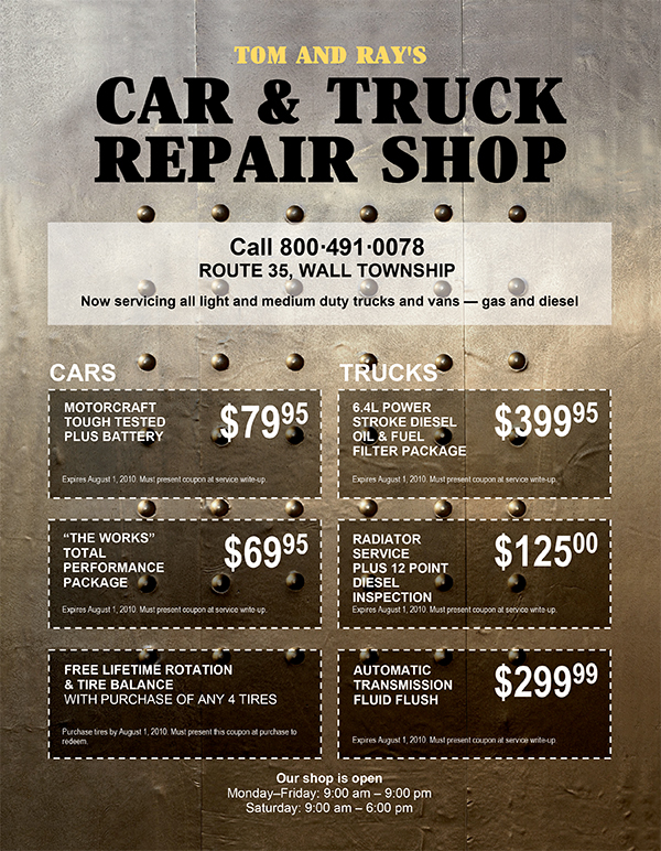 Auto Repair Shop Coupons
