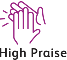 Icon of hands clapping, with the words "High praise"