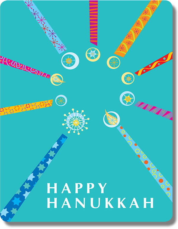 Happy Hanukkah Colorful Candles Card