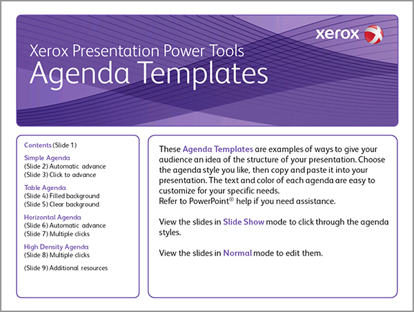 Xerox Agenda Powerpoint Template