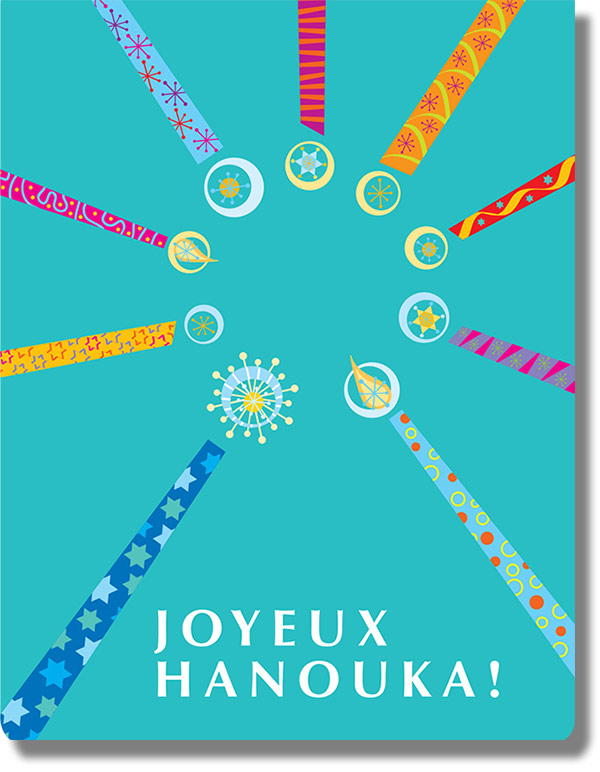 Happy Hanukkah Candles French card