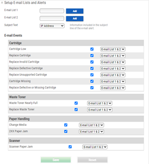 c235 email advanced settings, lists and alerts