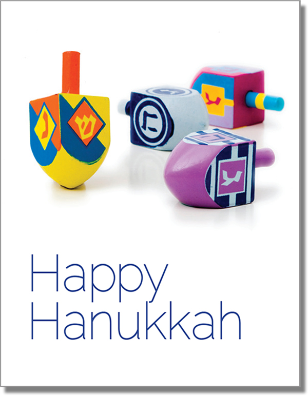 Happy Hanukkah Colorful Dreidels Card