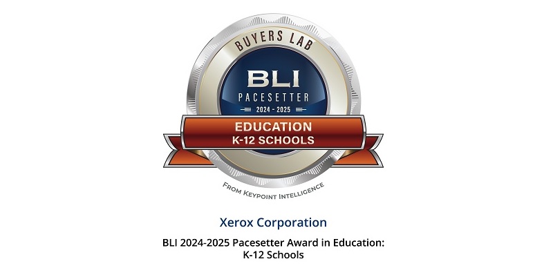 Winning seal for Buyers Lab - BLI 2024-2025 Pacesetter Award in Education: K-12 Schools from Keypoint Intelligence - Xerox Corporation