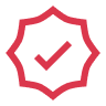 Icon of a badge with a checkmark in the middle