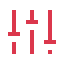 Red icon of three vertical sliders representing controls or customization settings.