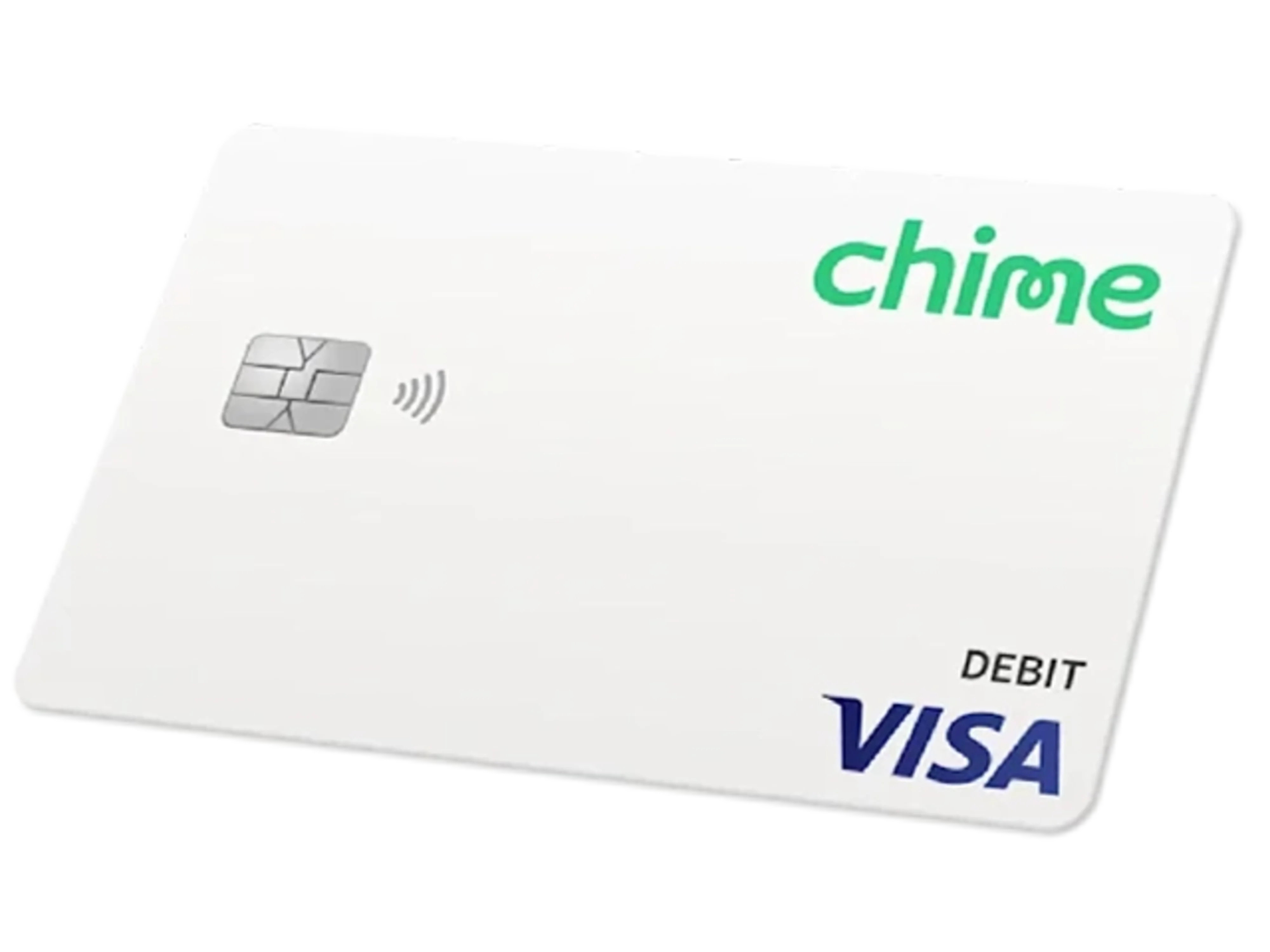 A Chime Visa® Debit Card in white color.