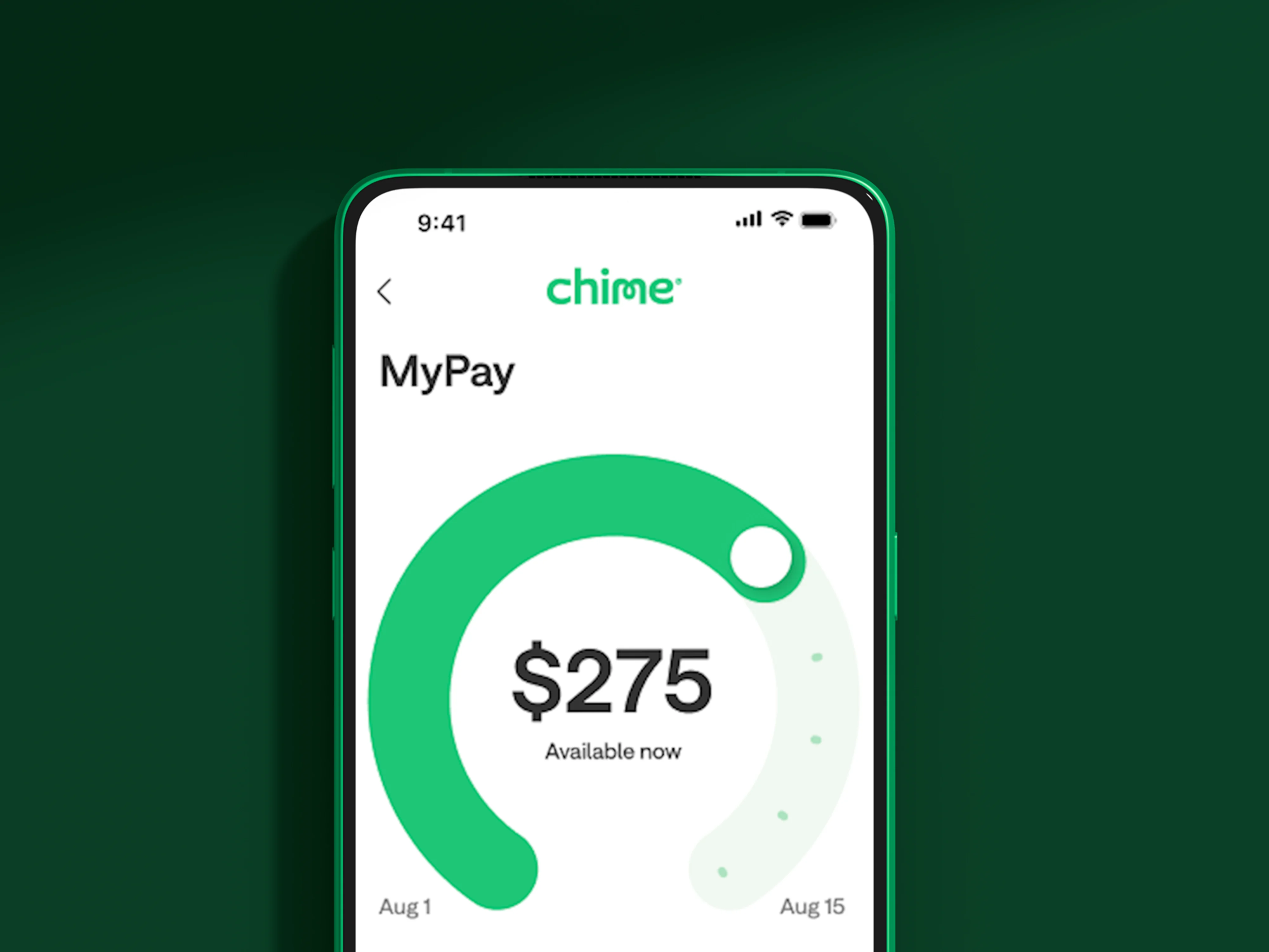 App screen showing $275 available now