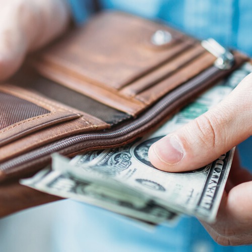 Taking cash out of wallet