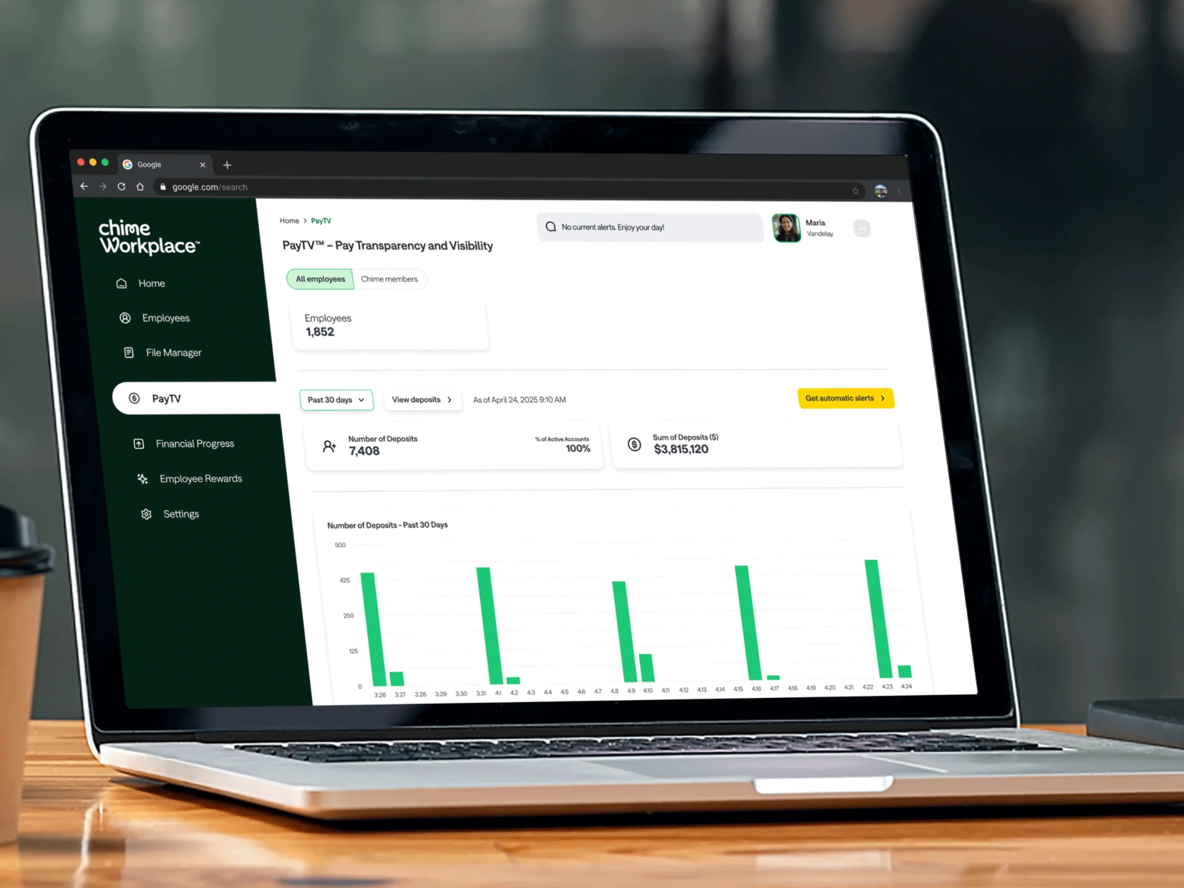 PayTV user screen showing unique payroll solutions