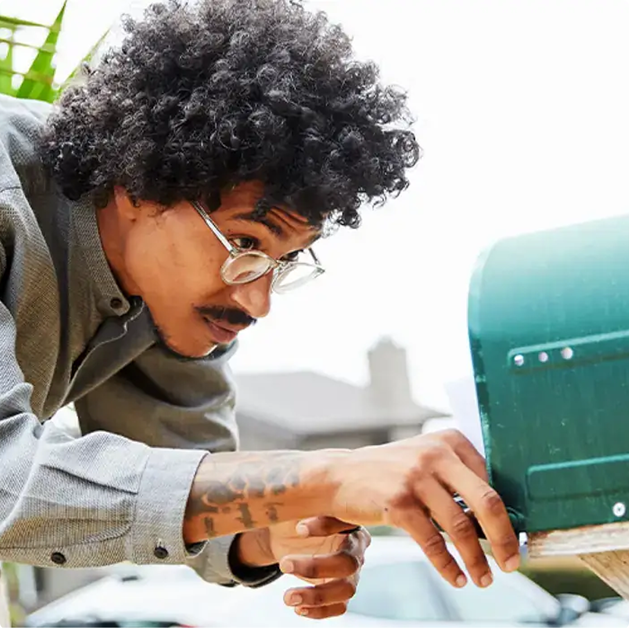 A person checking their mail.