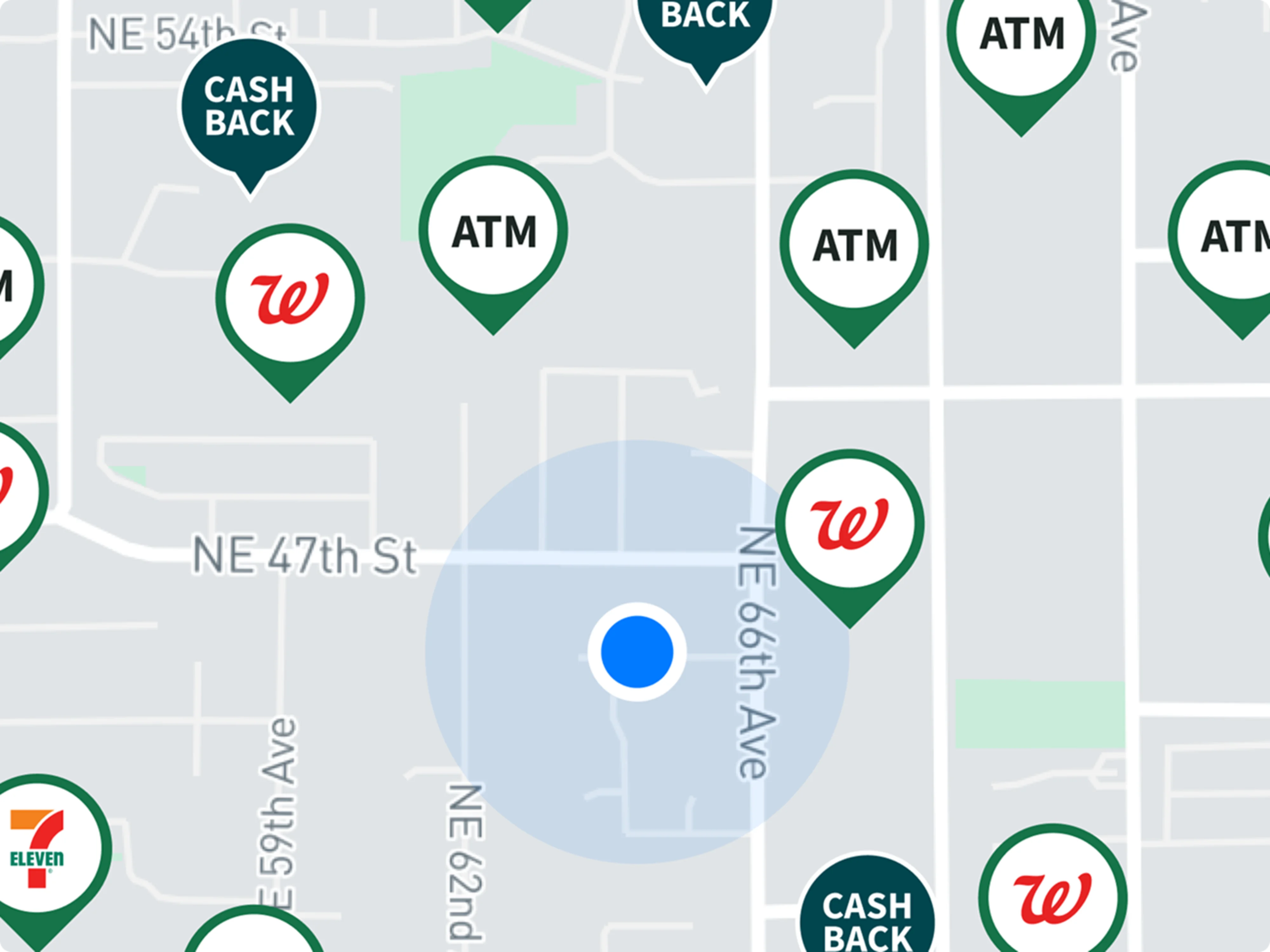 Chime map showing fee-free ATMs near you.