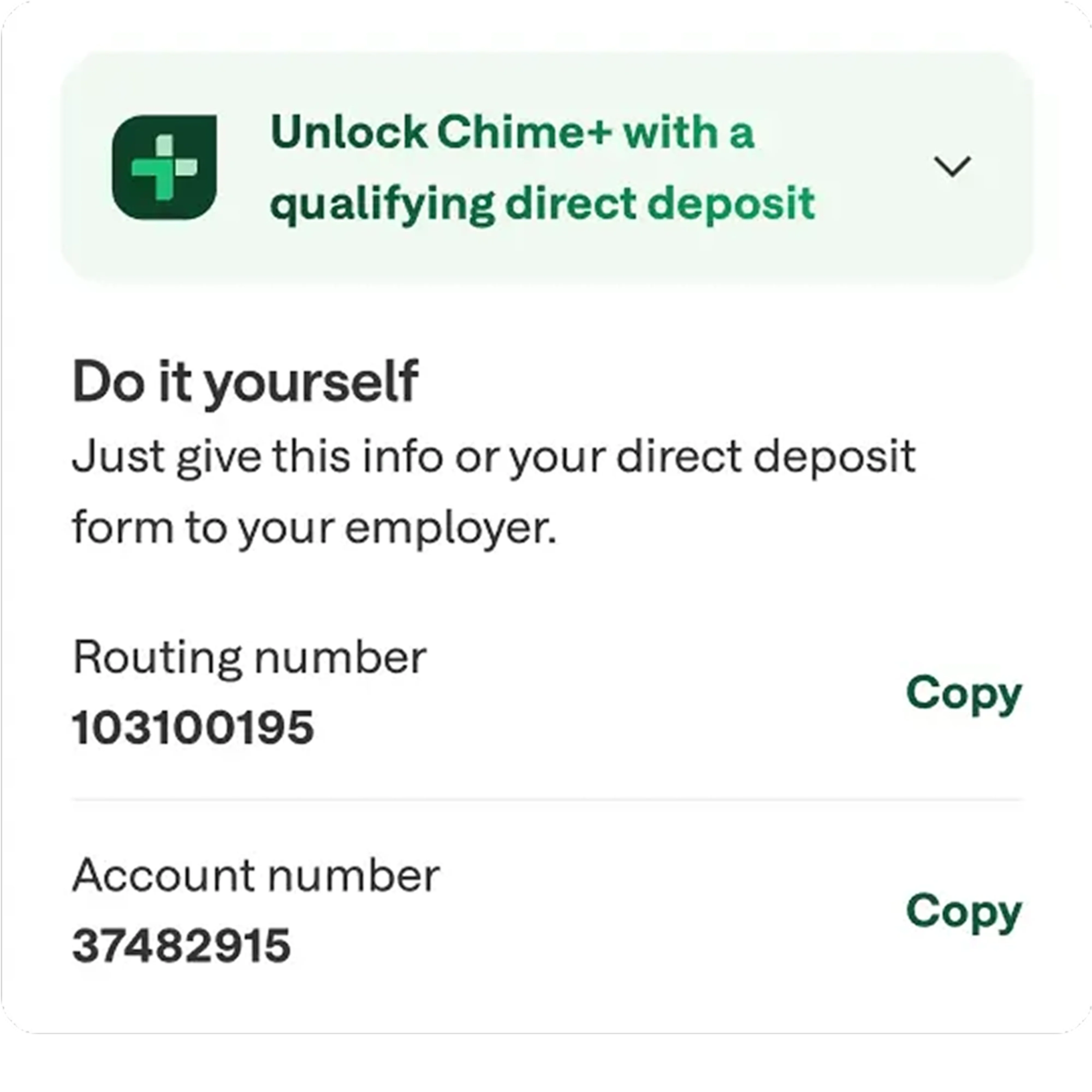 Unlock Chime+ with a qualifying direct deposit.