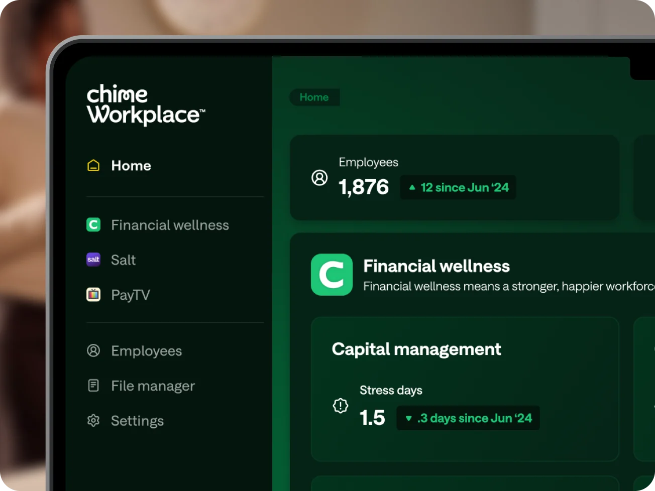 Chime Workplace Screen on Laptop