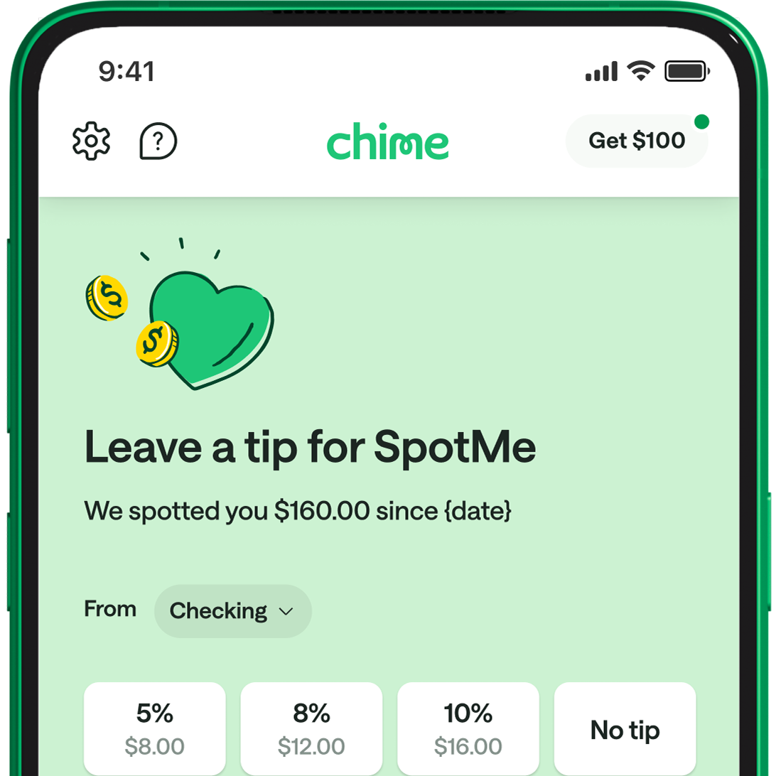 A screen that says "Leave a tip for SpotMe"