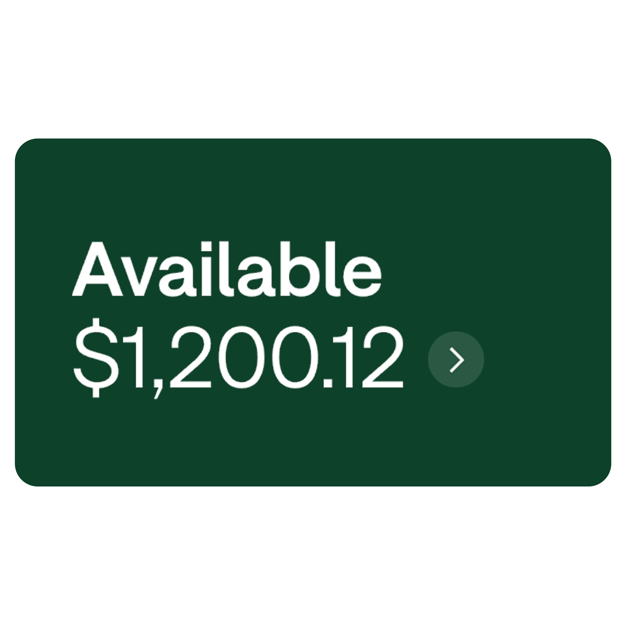 Screen showing Available balance of $1,200.12. 