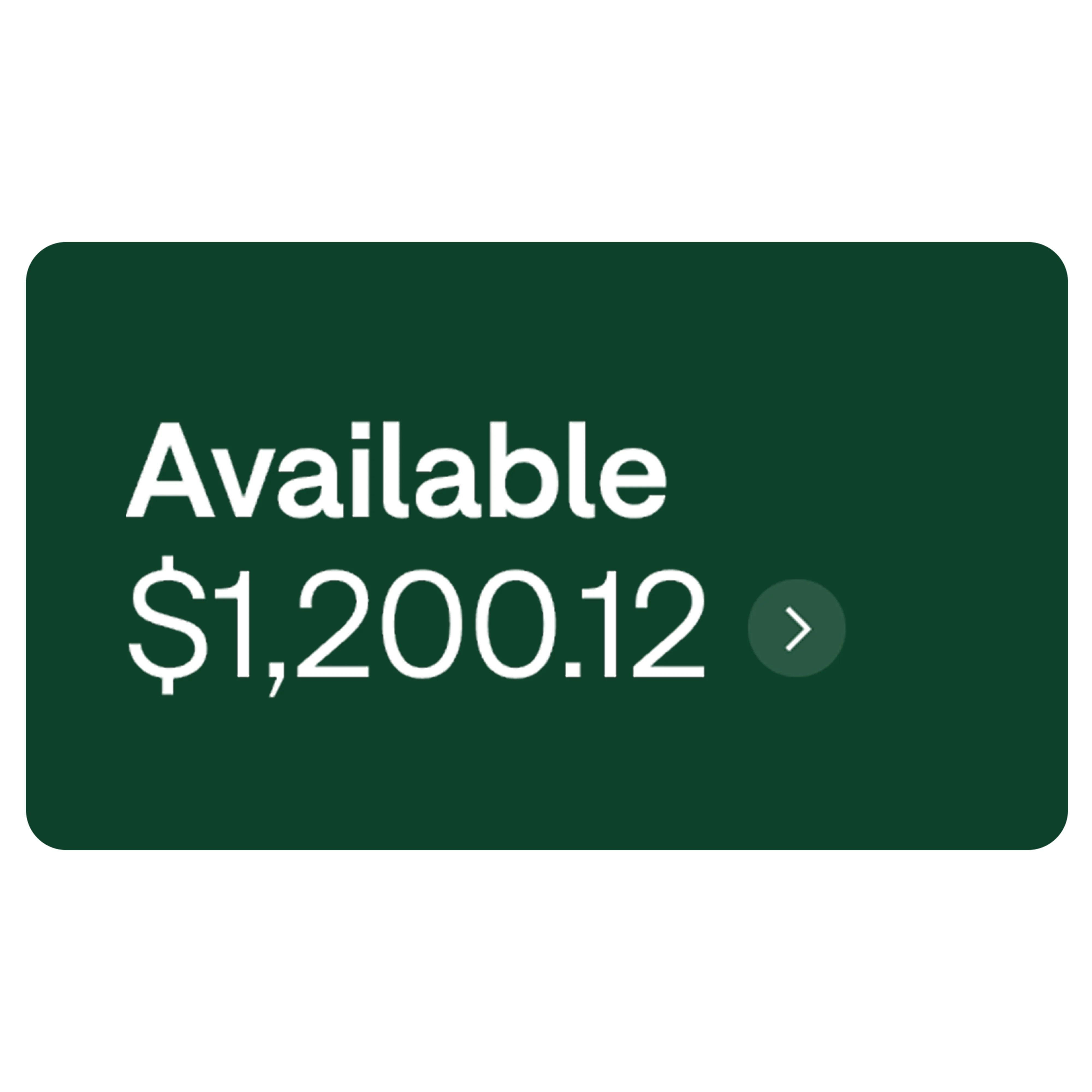 Screen showing Available balance of $1,200.12.