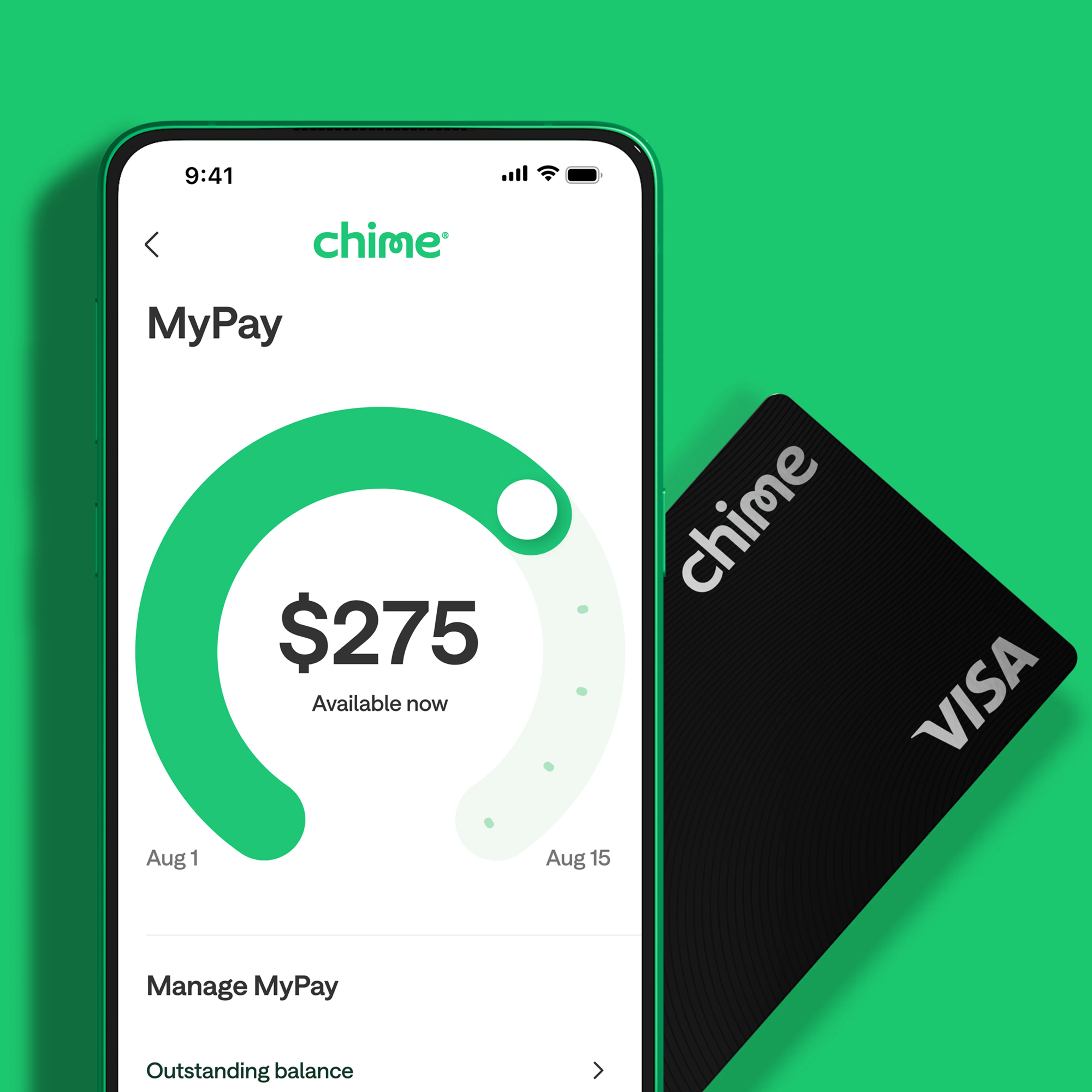 MyPay mobile app screen showing $275 available now.