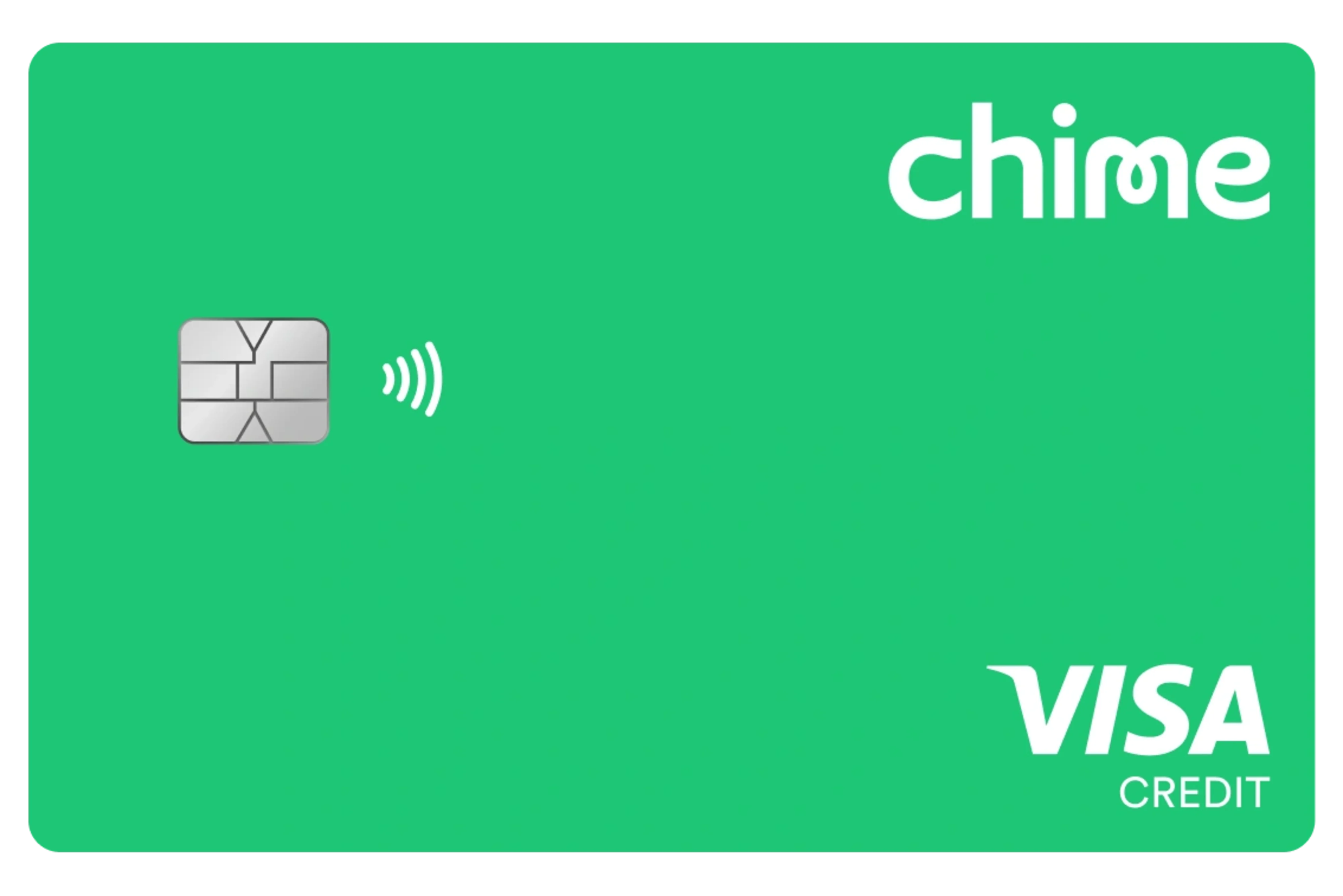 A Chime Visa® credit card in bright green