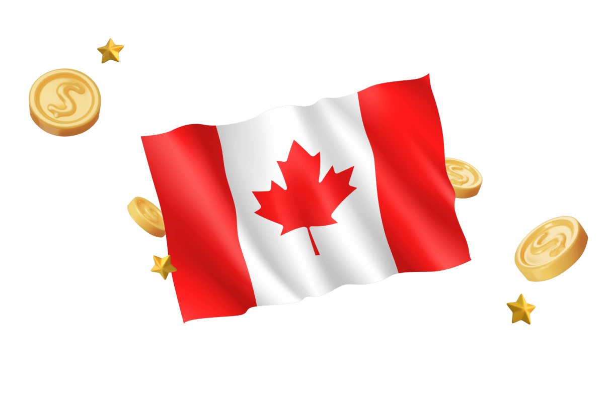 Image of Canadian flag with coins