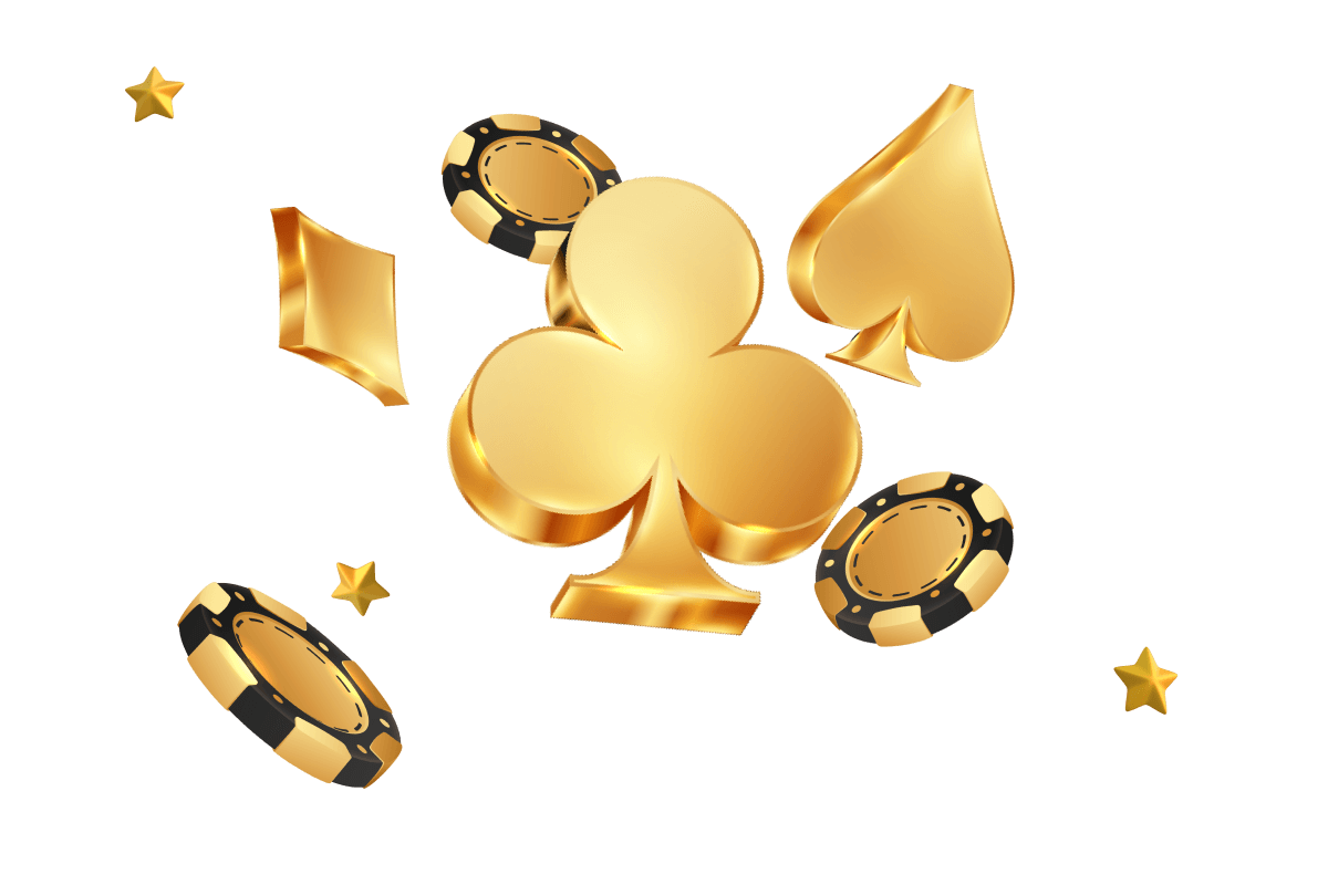 Image of assorted casino related symbols in gold