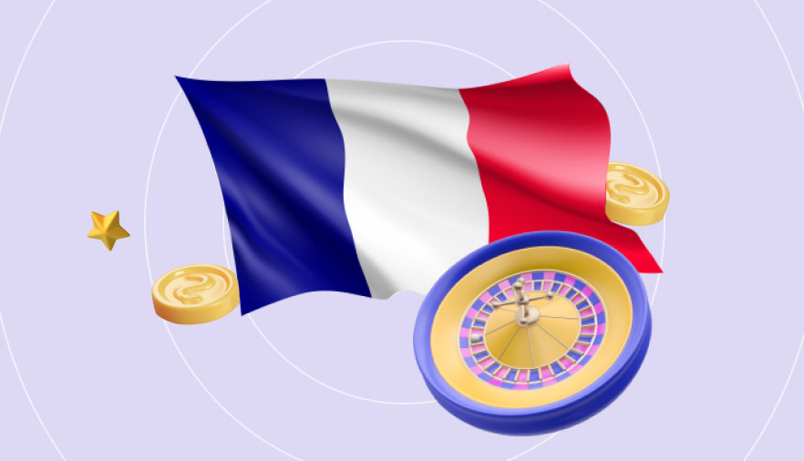 Image of the flag of France with a roulette wheel