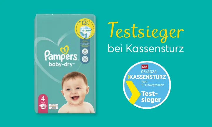Pampers Baby-Dry ist Kassensturz Testsieger* mit Bestnoten.