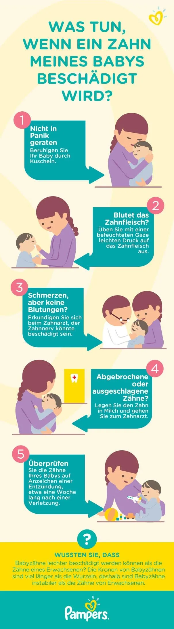 Was tun, wenn ein Zahn meines Babys beschädigt wird?