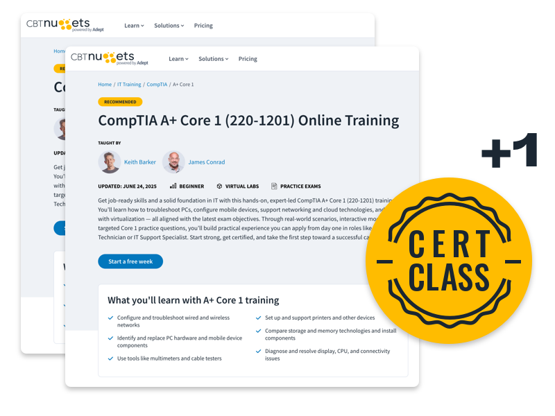cert class and course pages