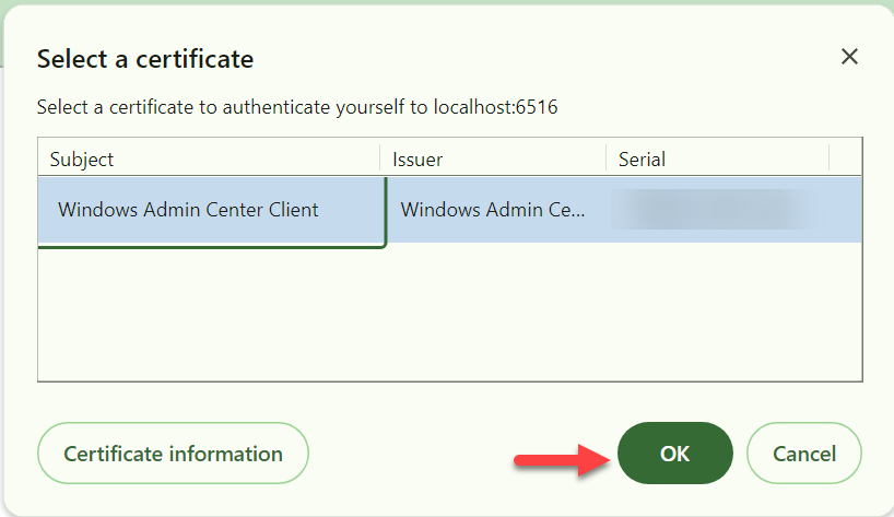 How to Install Windows Admin Center - Select a Certificate