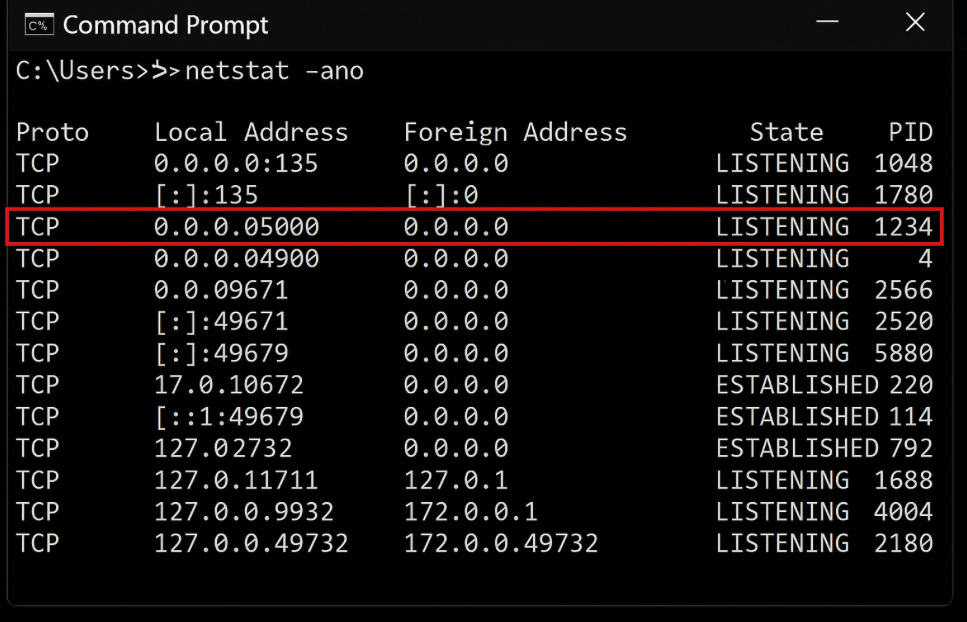 Step 1_Identify the Open Port Step 1_Identify the Open Port