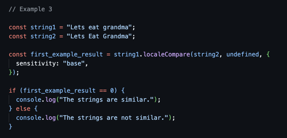 Ways To Compare Strings In Javascript - Use localCompare