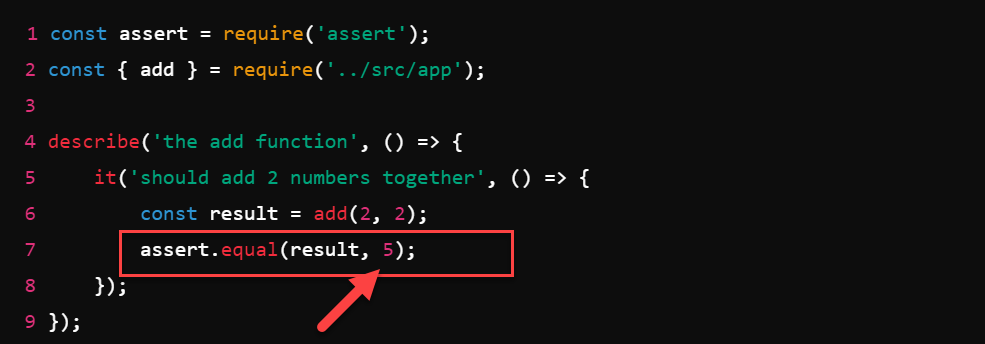 Node.js Unit Testing with Mocha and Chai - Modify the assertion