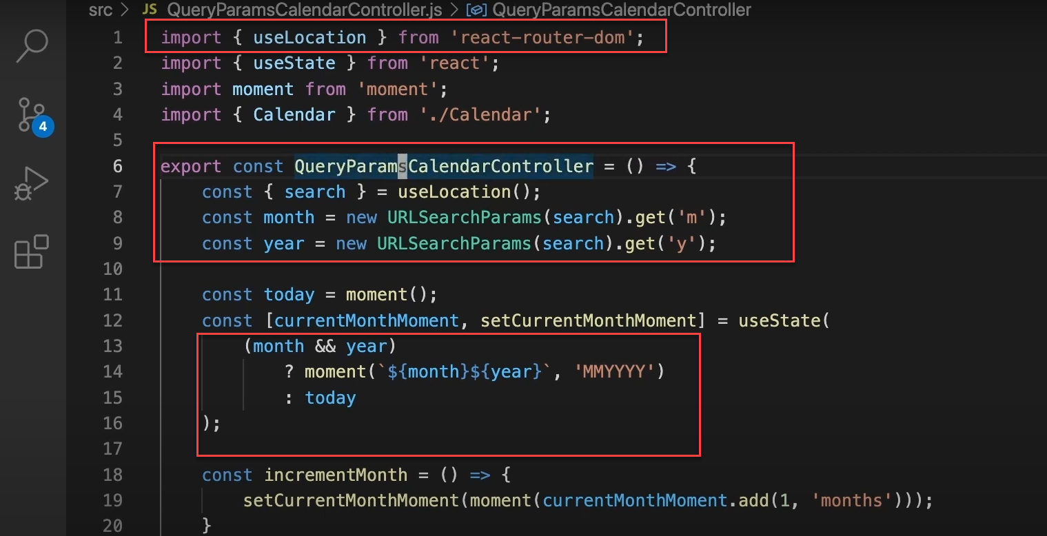 load the month and year query parameters from the URL