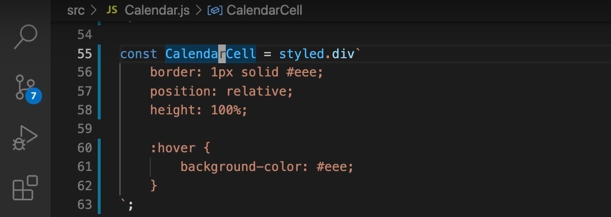 define the styling for each of our calendar cells