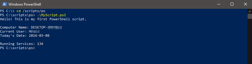run the script directly from the PowerShell