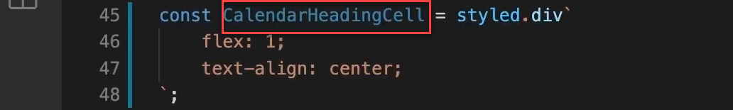 define the CalendarHeadingCell