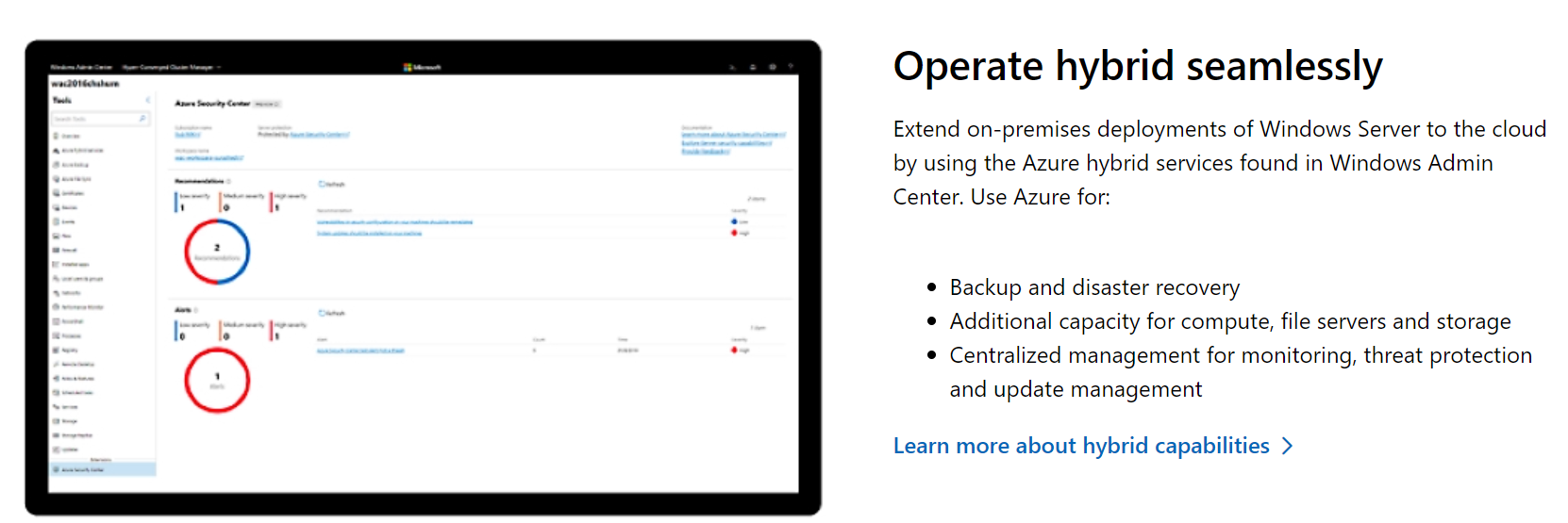 Key Benefits of Windows Admin Center - Hybrid Operation