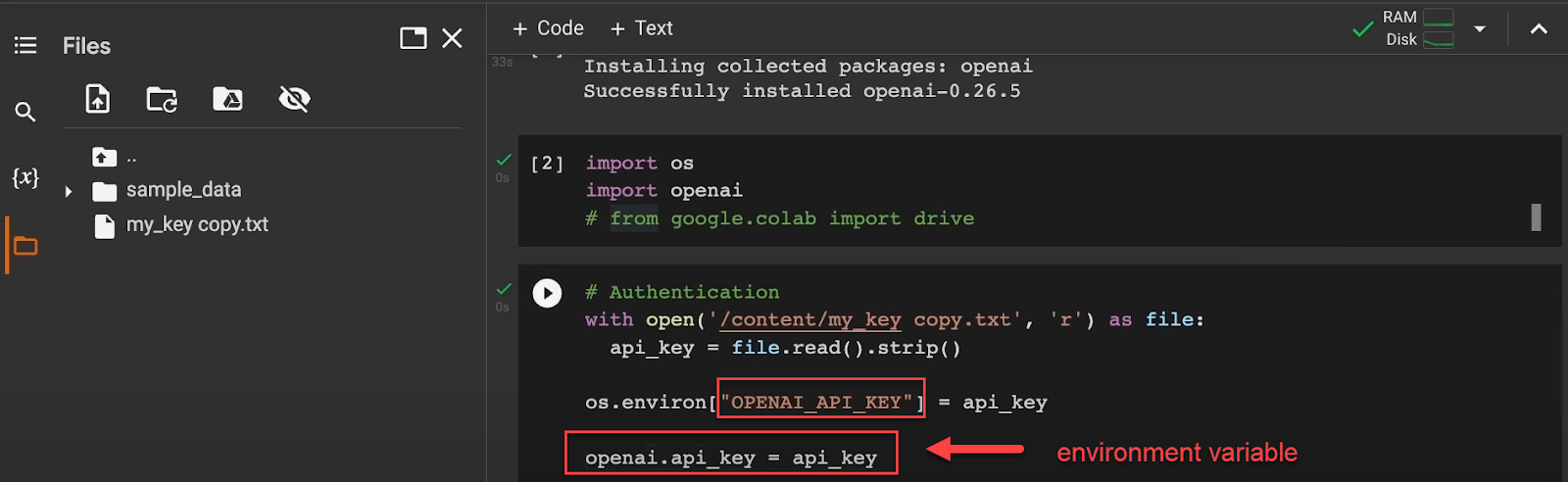 use this environment variable to authenticate with OpenAI