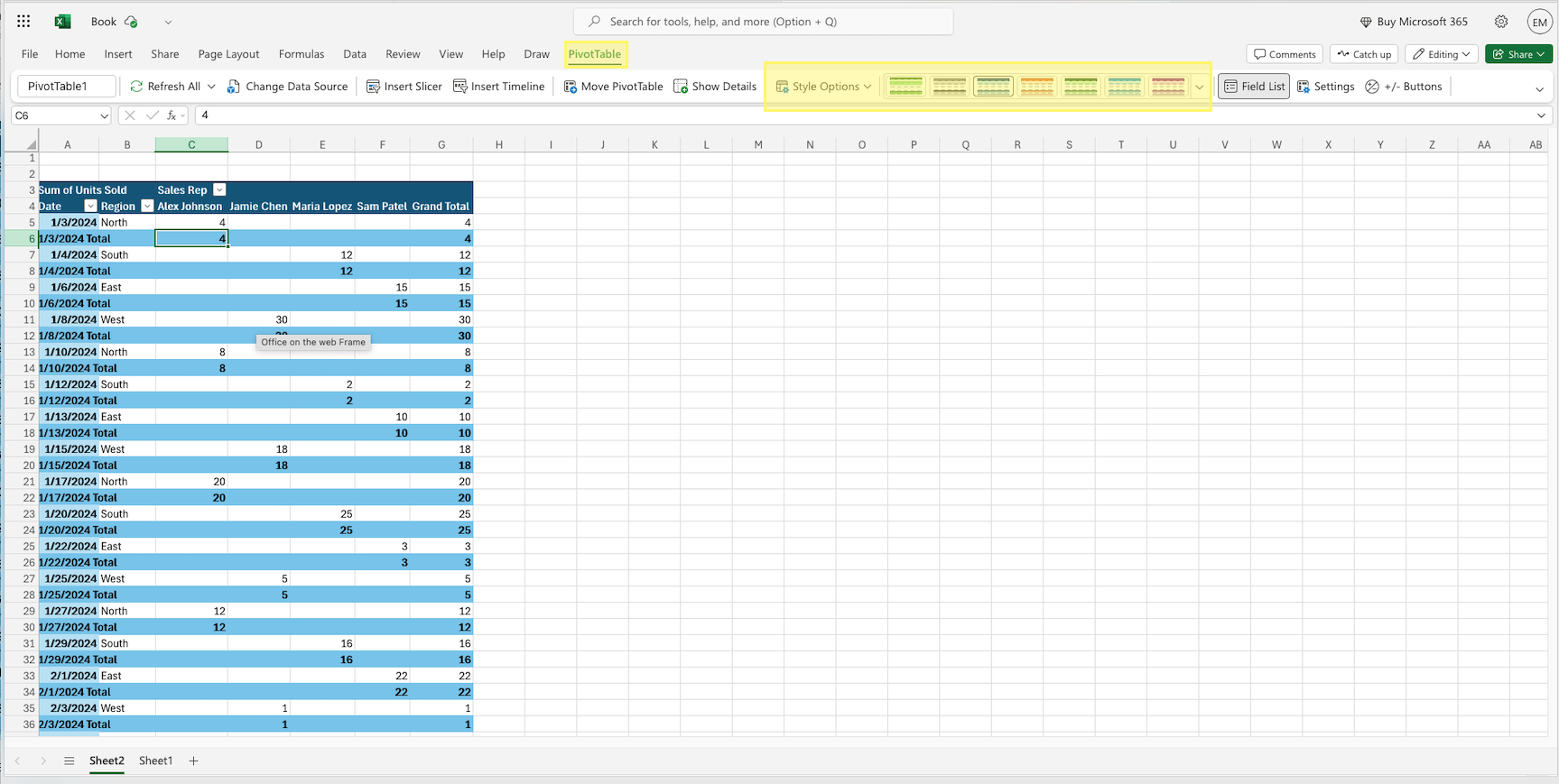Step 8: Use PivotTable Design Options to Customize Appearance
