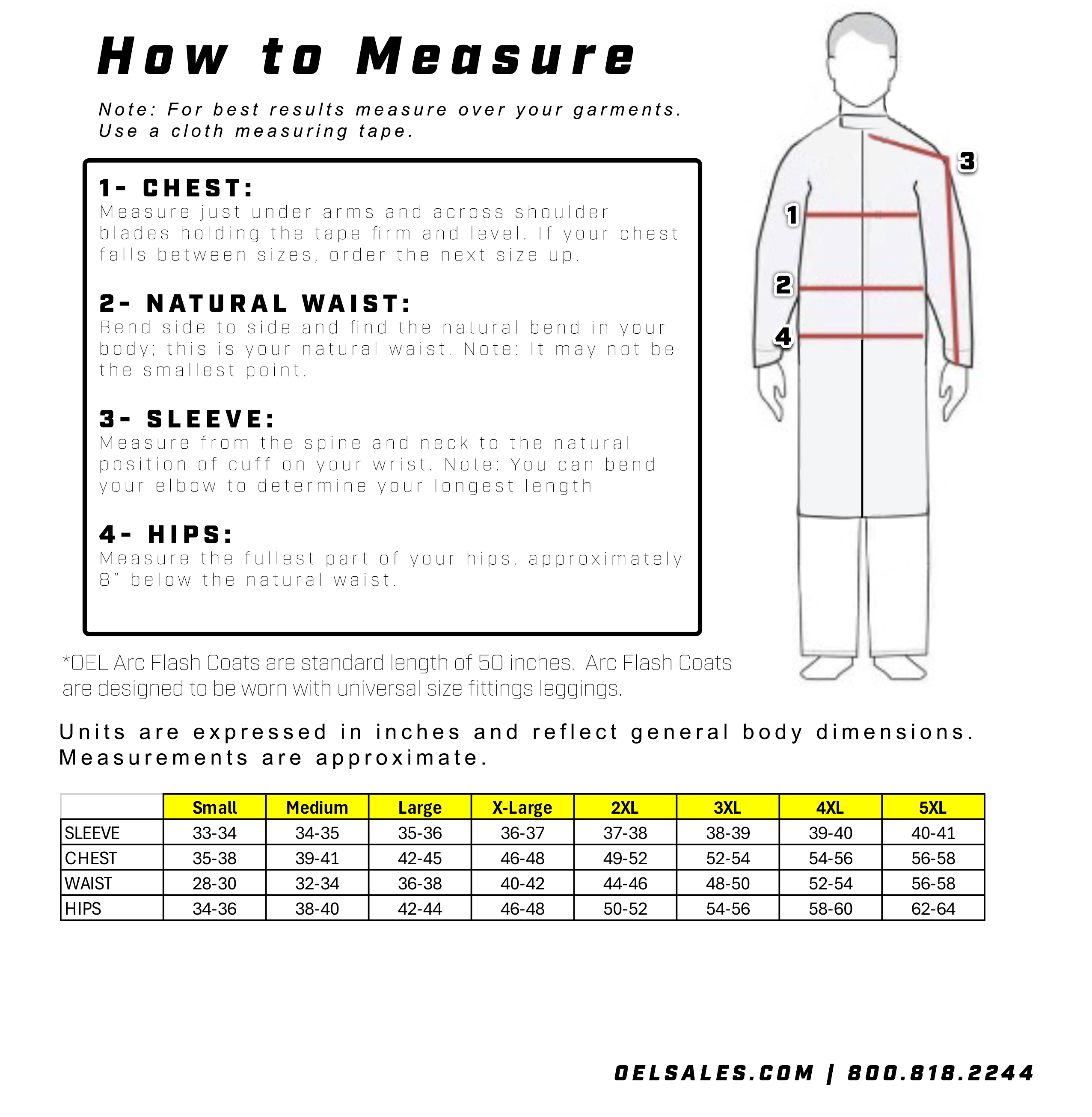 OEL Mens Coat Sizing