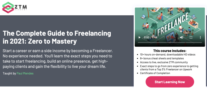 Screenshot of Complete Guide to Freelancing course