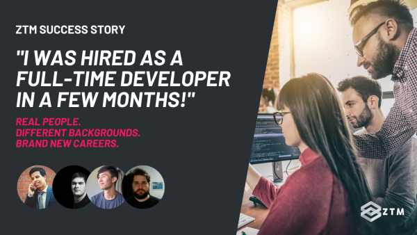Full-Time Developer in just a few months: Zero To Mastery case studies preview