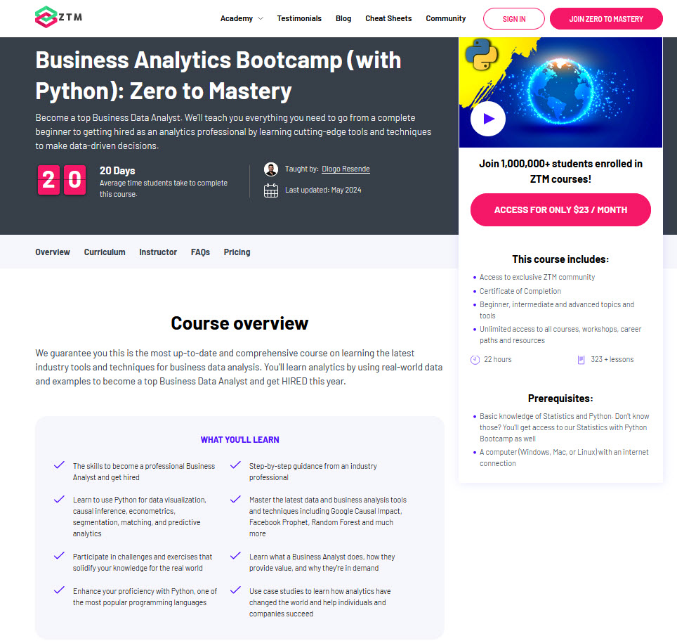 learn business analytics with python