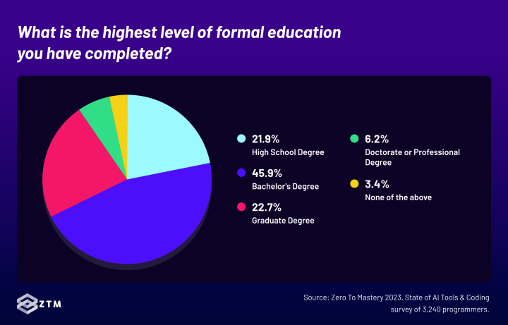 AI tools and programming survey - Distribution of survey participants based on level of education