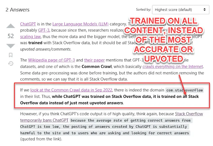 stack overflow used as chatgpt training
