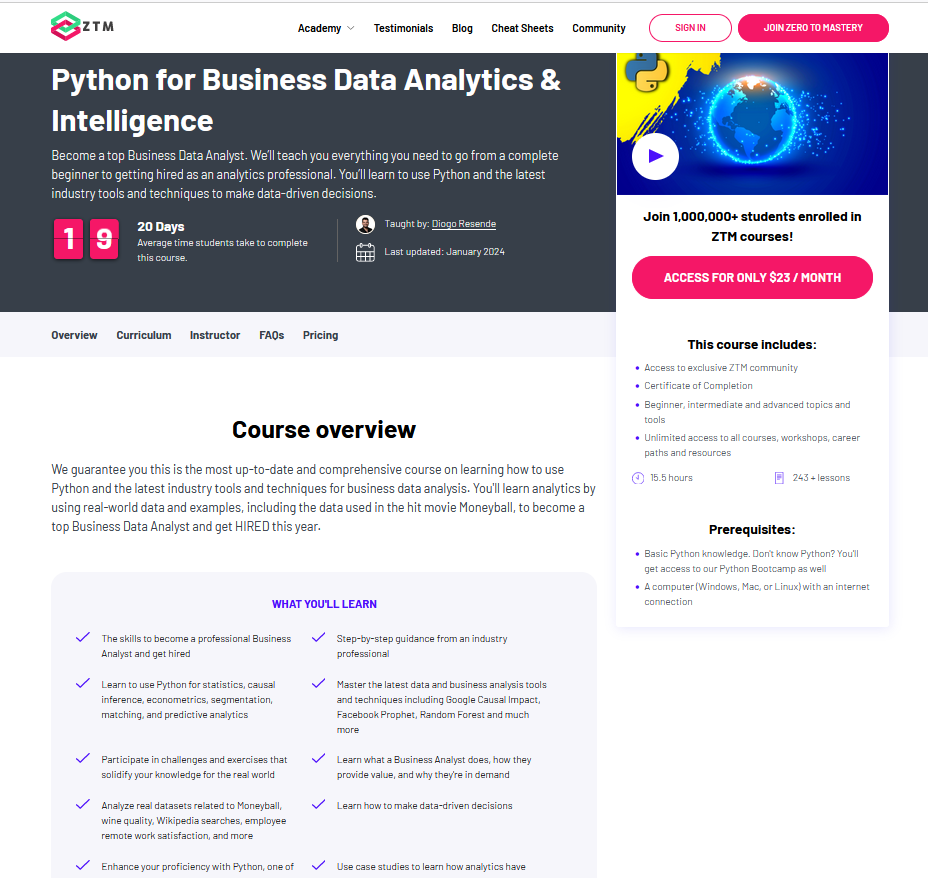 learn python for bi and data analysis in 2024